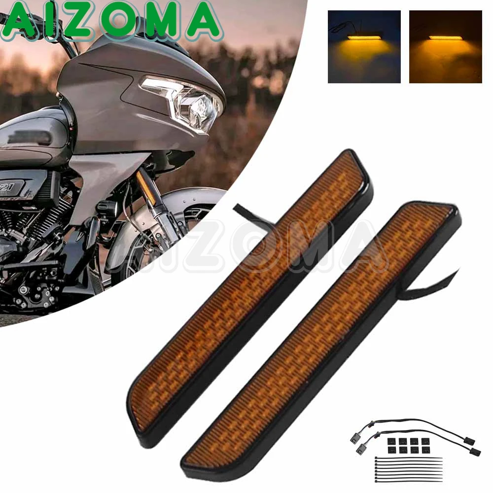 

Front Fork Turn Signal Light Motorcycle LED Daytime Running Lamp Indicators For Harley Electra Glide FLHTK FLHTKL FLHTCU FLHTCUL
