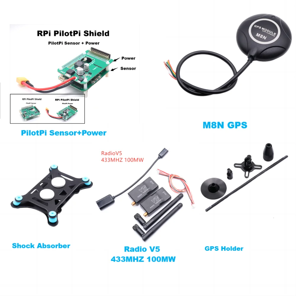 RPi PilotPi Shield Flight Control PX4 Firmware Sensor And Power With Raspberry Pi OS M8N GPS 32 Bit Autopilot Copter Plane