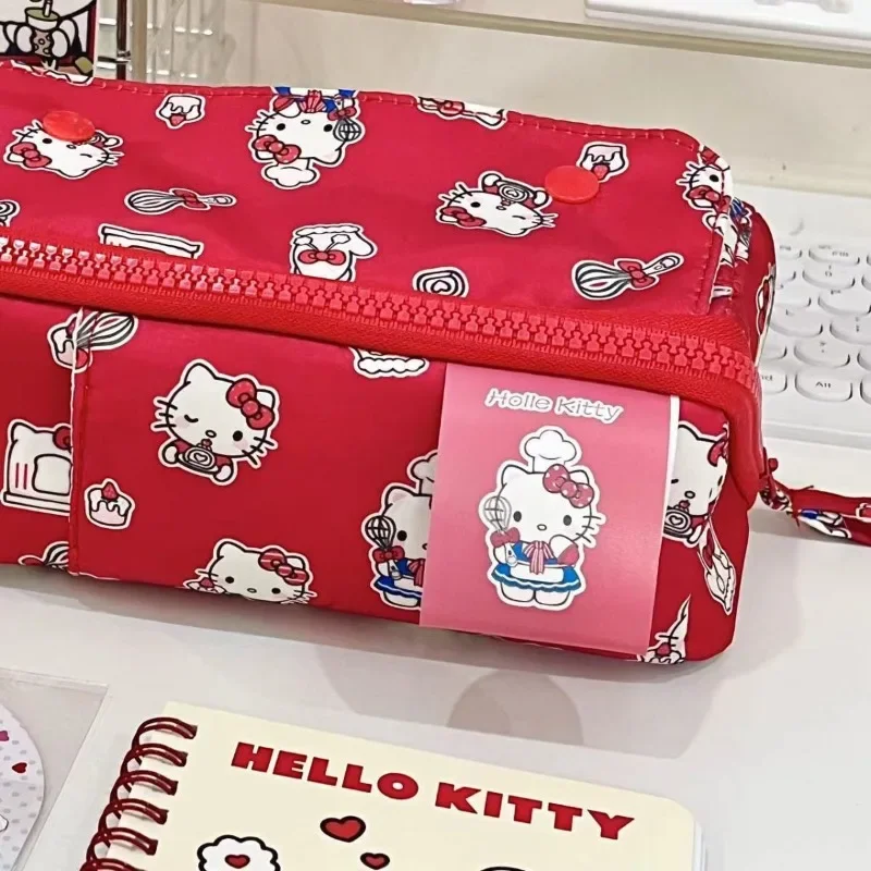 Sanrio Hello Kitty Cute Pencil Case Cartoon Portable Large Capacity Pen Bag Pouch School Supplies Girls Stationery Storage Bag