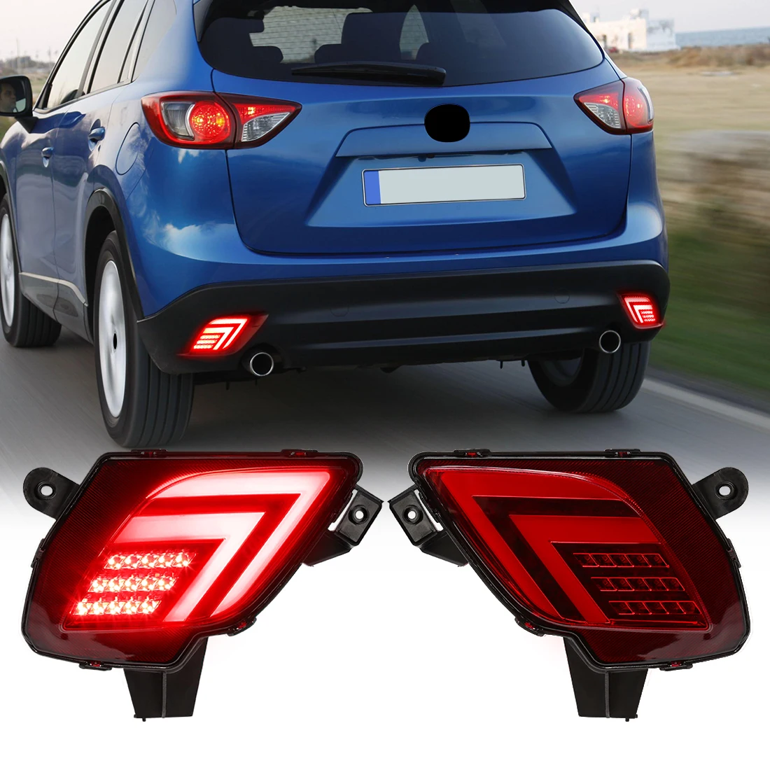 Dynamic Turn Signal Lamps LED Rear Bumper Reflector Lights For Mazda CX5 CX-5 2013 2014 2015 2016 Brake Warning Drving Lamp