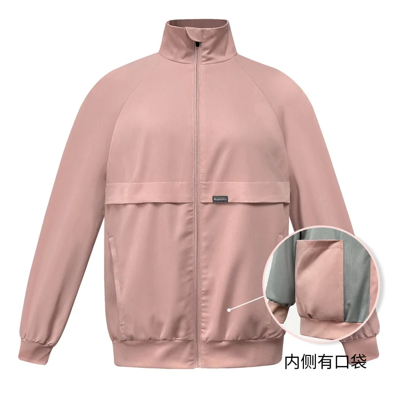 Long Sleeve Hand Washing Coat Jacket Work Uniform Top Pocket Stand Collar Doctor round Trip Uniform Pure Color Outerwear