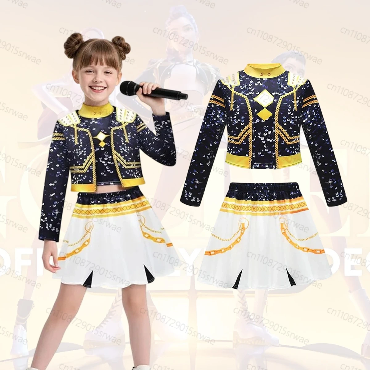 Zoey 3D Print Cosplay Costumes K-Pop Demon Hunter Kids Black Gold Comfortable Fabric Group Idol Cosplay Outfits Carnival Outfit