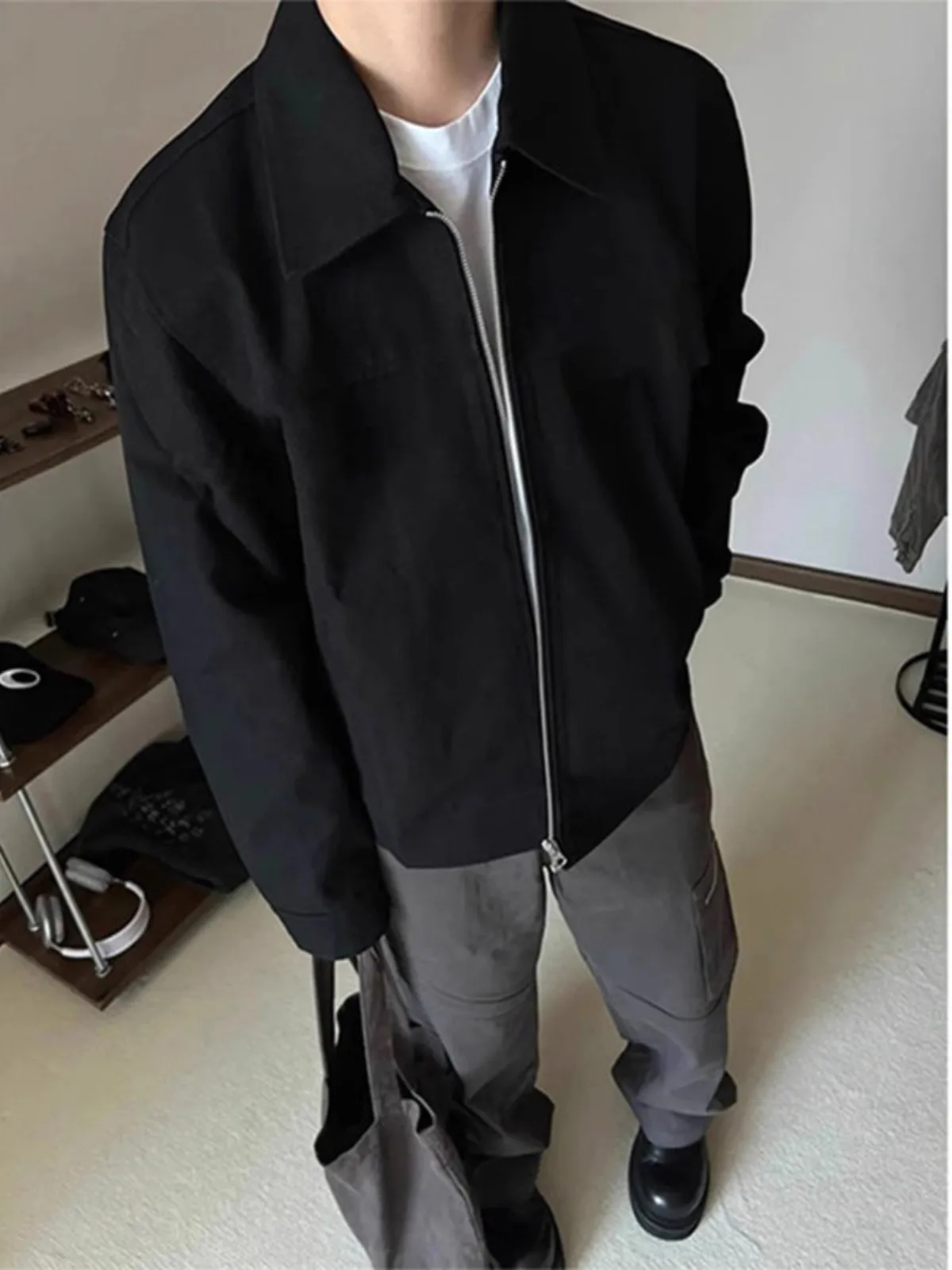 

Loose Casual Men's Jaet Winter Faion Light Maturi Sle ort Collar Zipper Men's Autumn Winter Top Trending Outerwear