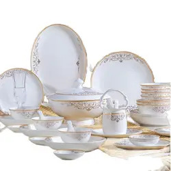 60 Heads jingdezhen ceramics Dinner Tableware China Dishes Set Pot Rice Bowl Salad Noodles Bowl Plate Dish Bowl Dinnerware