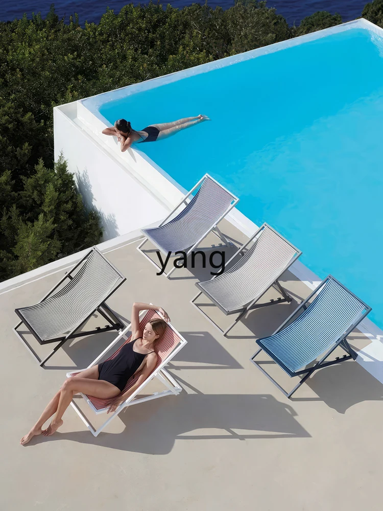 Yjq Outdoor Leisure Lying Bed Single Minimalist Beach Chair Waterproof and Sun Protection Foldable and Portable Balcony