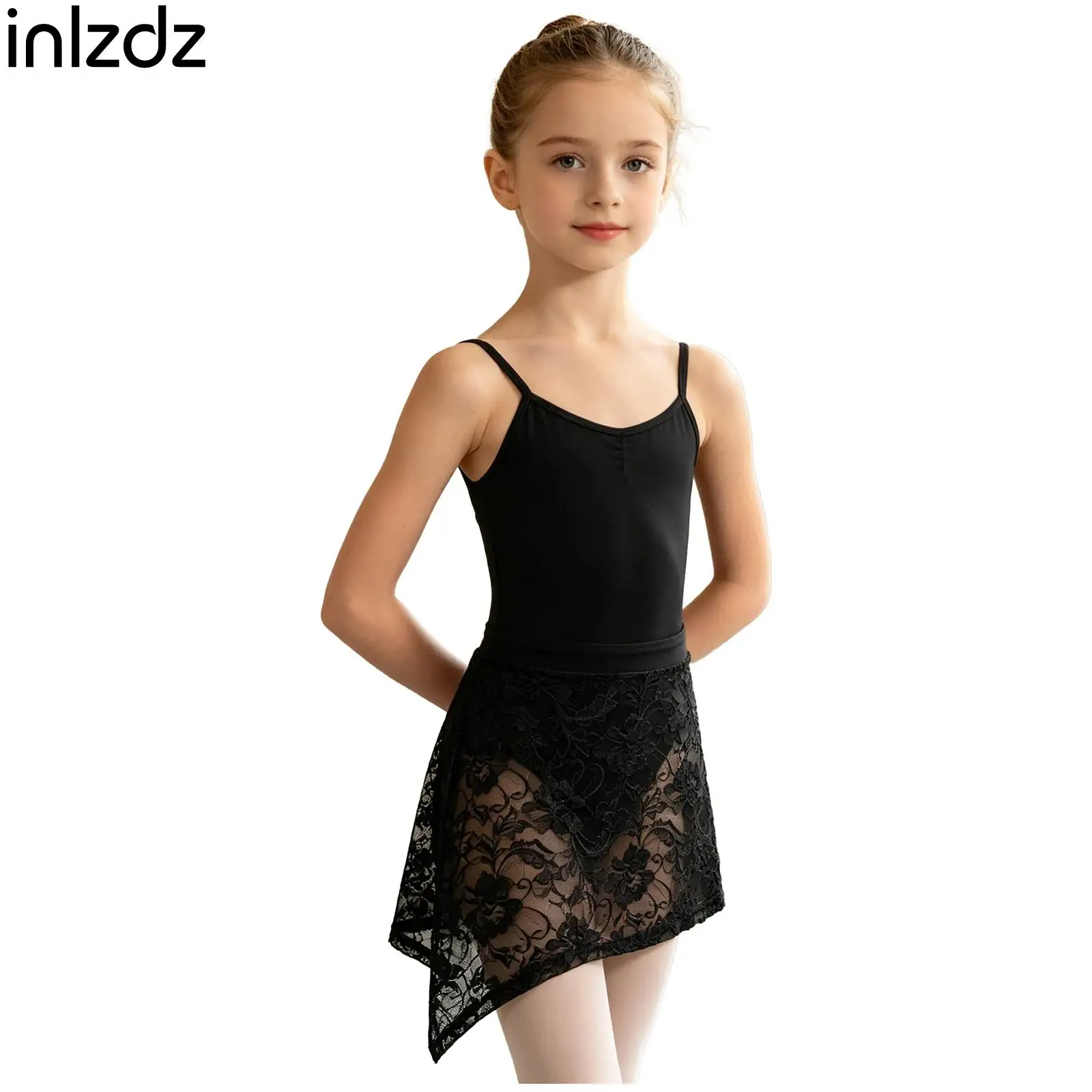 

Kids Girls Lace Ballet Leotard Skirt Elastic Waist Side Split Skirt for Yoga Gymnastics Dance Rehearsal Practice Performance