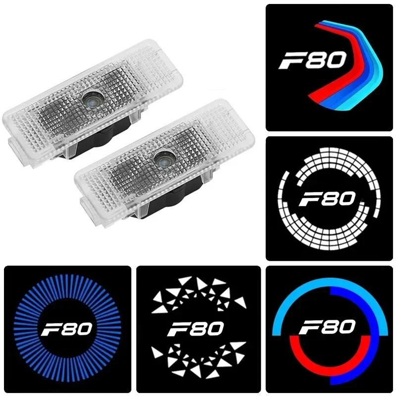 2Pcs LED Car Accessories Door Welcome Ghost Shadow Lights for BMW M Power M3 F80 2012-2019 Logo Projector Courtesy Lamp Interior