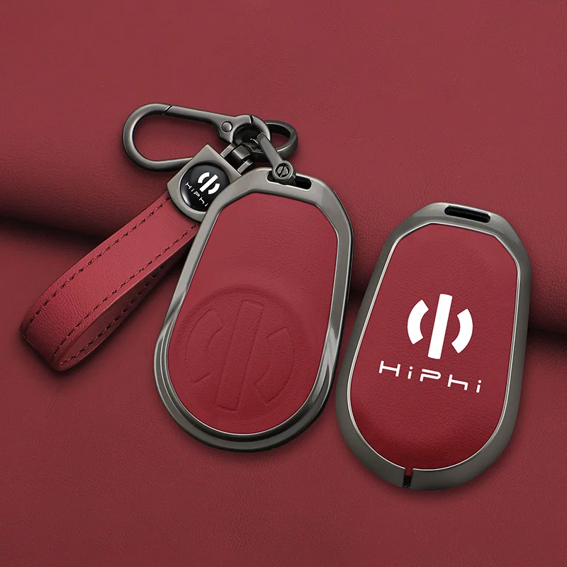 

Для HIPHI X 2023 2024 Hiphi Z металлический сплав кожаный чехол для ключей от автомобиля защитный чехол сумка-брелок-держатель брелок аксессуары