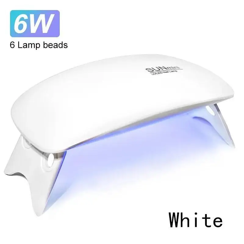 Mini Lampe UV de Manucure à Usage Domestique 6W, Sèche-Ongles Portable à 6 LED pour le vaccage du Verhéritage à Ongles avec Câble USB