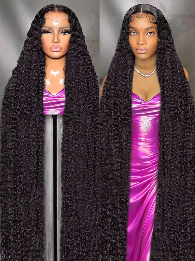 40 46 بوصة 13x4 13x6 HD شفافة موجة عميقة الدانتيل الجبهة الباروكات 300 الكثافة البرازيلي مجعد 7x5 خصلات الشعر المستعار الإنسان غلويليس للنساء #1