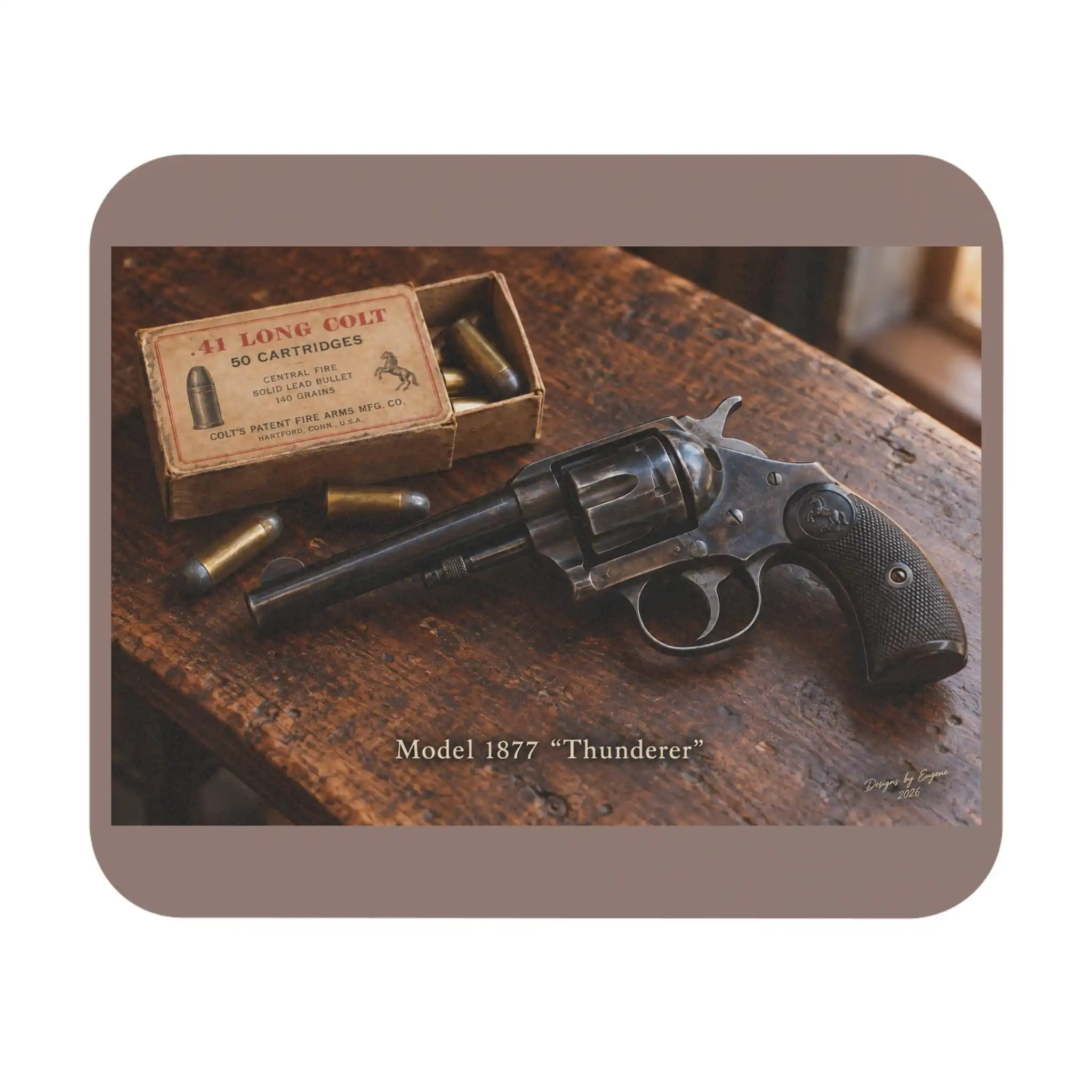 1877 Colt Thunderer Double Action Revolver Mouse Pad Ammunition Box Cartridges on Mouse Pads Carpet Setup Table Office Supplies