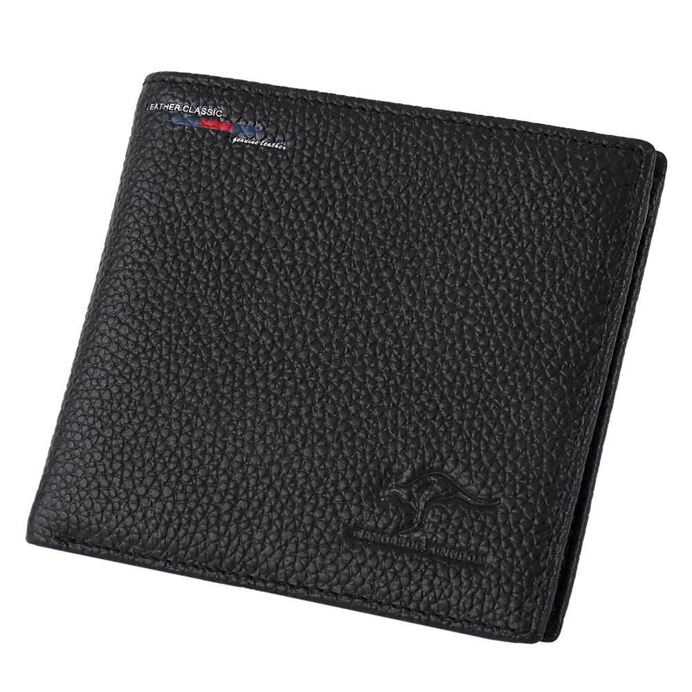 Kangaroo Kingdom กระเป๋าสตางค์ผู้ชายกระเป๋าใส่บัตรเครดิตดีไซน์สั้นกระเป๋าใส่เงินหนังแท้แบรนด์