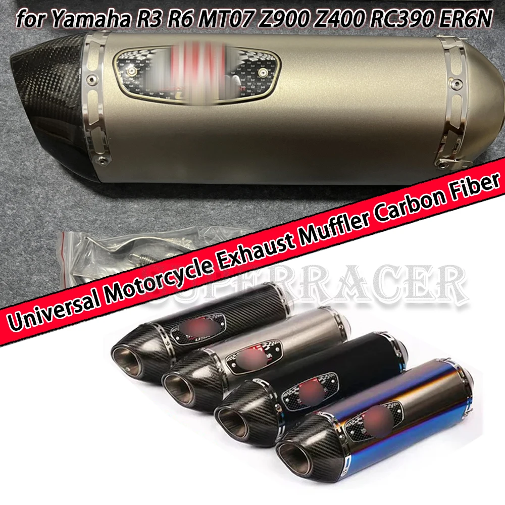 

51mm Universal Motorcycle Exhaust Muffler Carbon Fiber Yoshimura Silencer Escape Moto for Yamaha R3 R6 MT07 Z900 Z400 RC390 ER6N