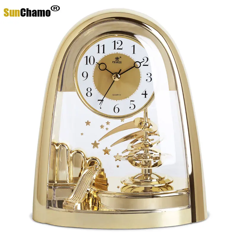 POWER Brand  Silent Stopwatch Movement Table Clock 360 Degree Bidirectional Swivel Pendulum Desk Clocks Living Room home decor