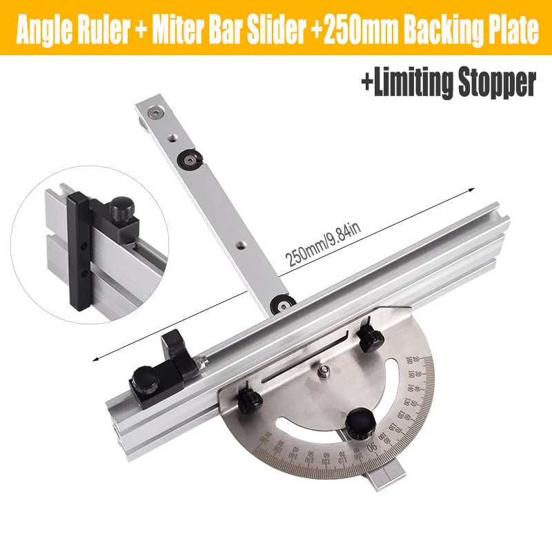 Table saw angle push ruler,woodworking push handle, angle disc, sliding groove guide rail, mountain support DIY tool accessories