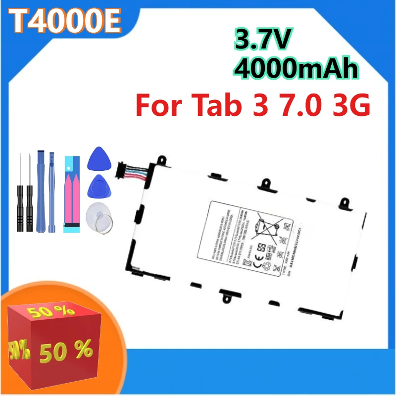 

For Samsung Galaxy Tab 2 7.0 3 7.0 8.0 10.1 S2 9.7 S4 10.5 S 10.5 T4000E Battery 3.7V 4000mAh+tools