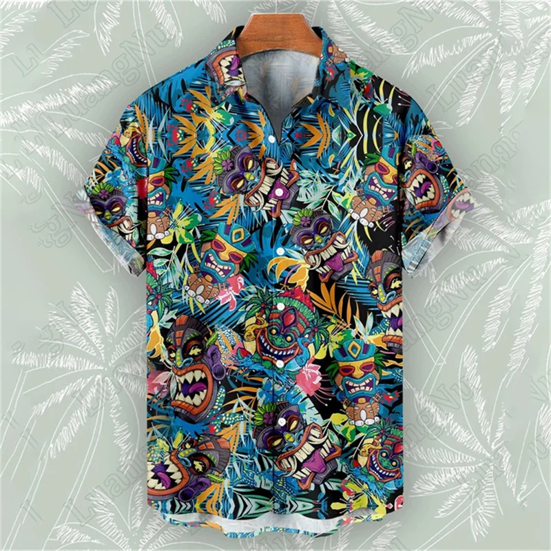 Camisas hawaianas con estampado 3D para hombre, camisas de manga corta, transpirables, a la moda, para fiesta en la playa, Verano