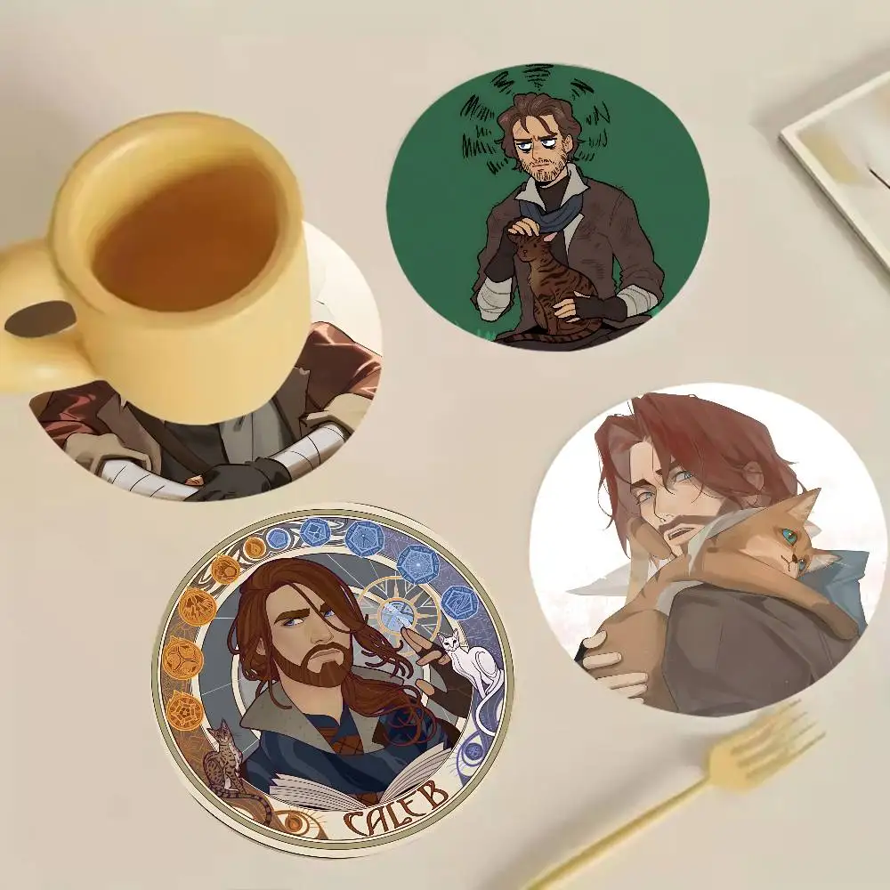 The Mighty Nein C-Caleb Widogast Wooden Cup Mat Cappuccino Vodka Juice Water Coaster for Flower Shop