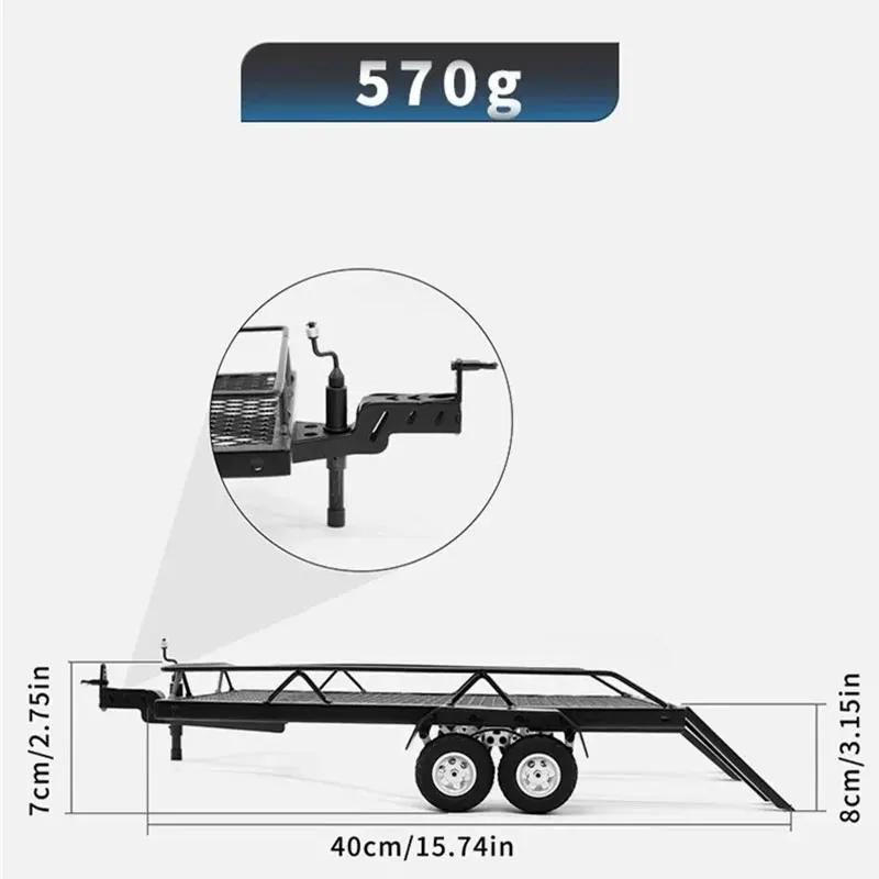 1:18 Metal RC Car Trailer Cargo Carrier for TRX4M SCX24 FCX24 1/18 1/24 RC Car Upgrade Parts Accessories