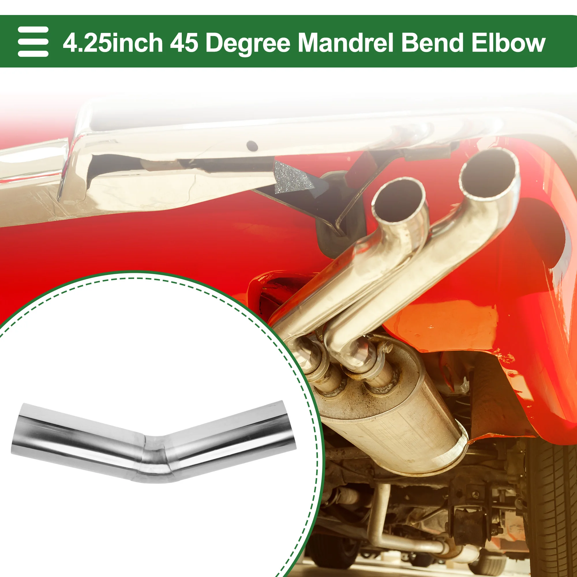 

X Autohaux 45 Degree Mandrel Exhaust Pipe DIY Custom Car Modified Exhaust Pipe Tubing 108mm OD 300mm 304 Stainless Steel Tube