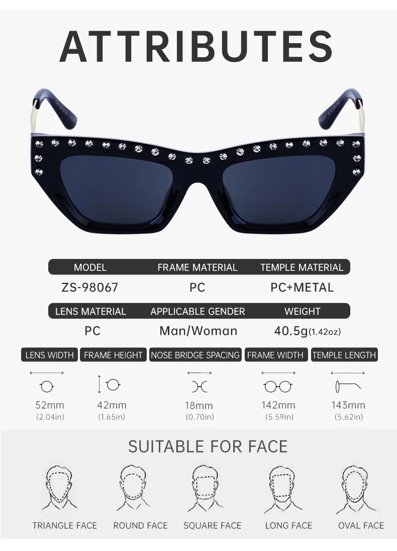 Katzenaugen-Rechteck-Sonnenbrille für Damen 2026 Luxusmarke Punk Kleiner Rahmen Strass-Sonnenbrille für Damen Mode Outdoor-Brillen – Detail 10