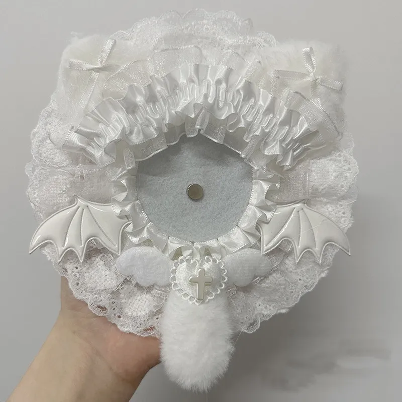 White Lace Ribbon Badge Rosette Lolita Quadratic Element Ita Bag Badge Holder Fill Accessories 58mm Goods Display