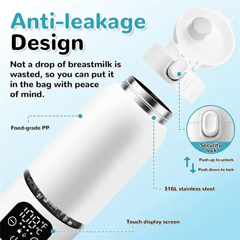 Efficient-Portable Milk Warmer 17Oz Baby Bottle Formula Container To Go With 11000Mah Long Battery Fast Heating For Travel