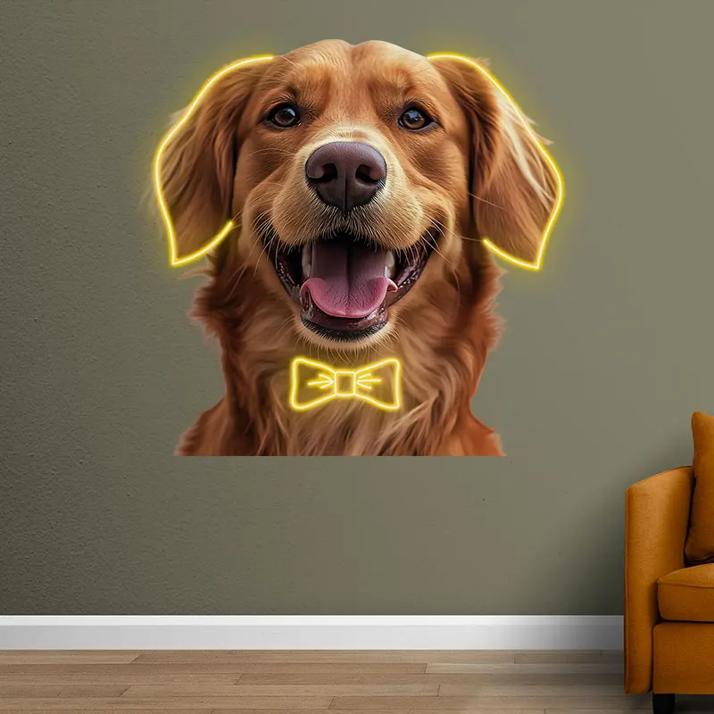 Happy Golden Retriever Wall Hanging Decor Custom LED Neon Sign