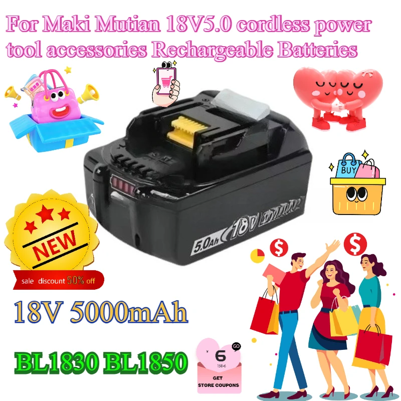 

18V 5000mAh for Maki Mutian 18V5.0 BL1830 BL1850 cordless power tool accessories Rechargeable Batteries