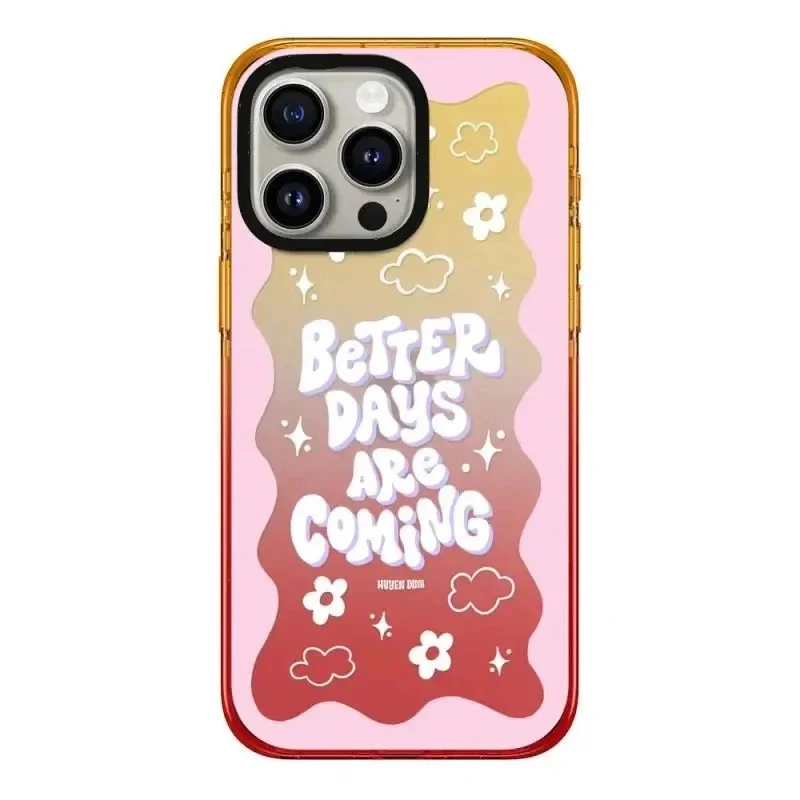 

Cartoon Cute Flower Peach Gradient Border 2.0 Acrylic Phone Case Cover for IPhone 11 12 13 14 15 Pro Max Case