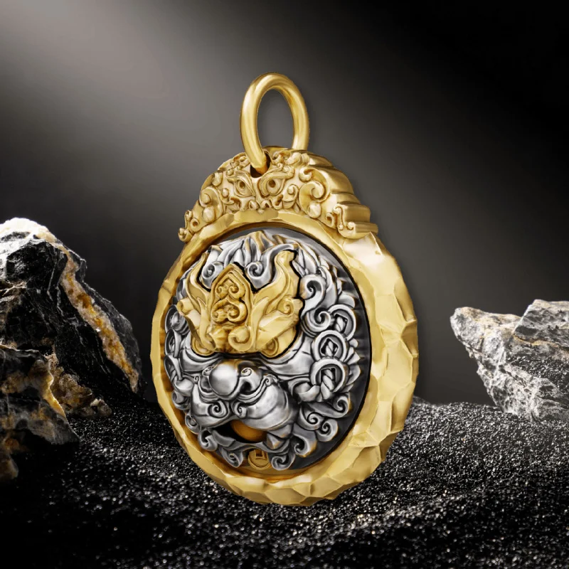 Copper-plated Jinshan Ghost Ring·Gold-swallowing beast Taotie pattern personalized versatile accessory for men and women, a fort