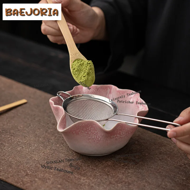 BAEJORIA Huayun Matcha Set Eight-piece Ceramic Kiln-change Tea Bowl Hundred Books Stand Whisk Imitation Song Dynasty Ornaments