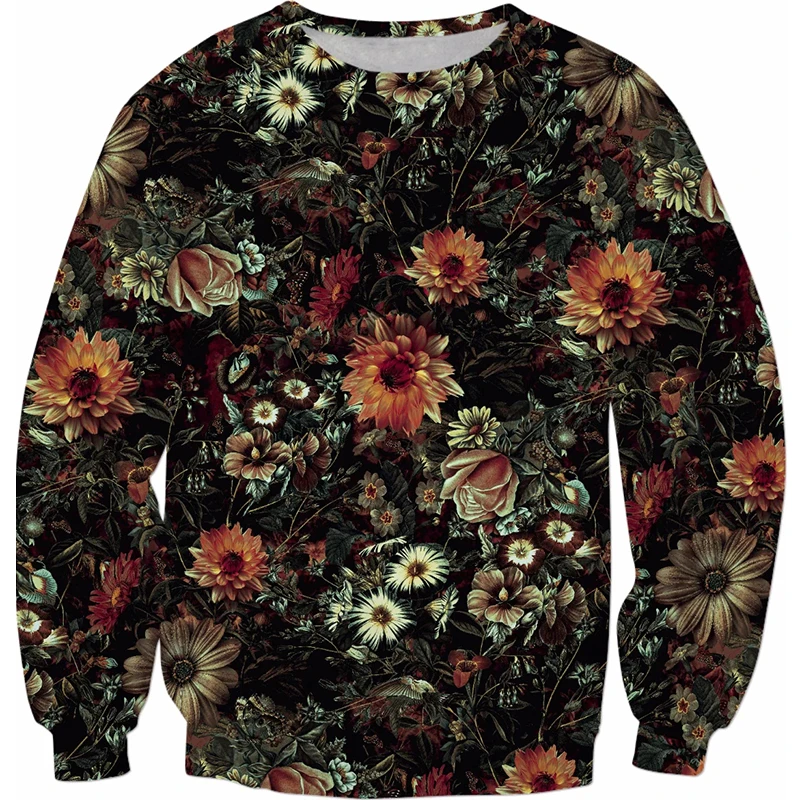 

2024 Spring Autumn 3D Print Flower Graphic Sweatshirts Street Hip Hop Oversized Loose Hoodies Long Sleeve Unisex Hoodie Clothing