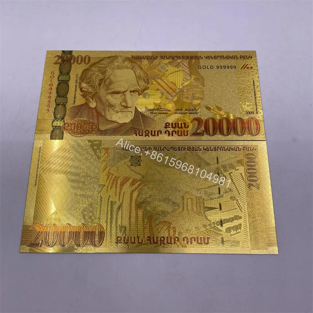 أرمينيا-ورقة بنكنوت من الذهب ، من من من من من من من الذهب ، في الخارج ، هدية تذكارية درام ، بطاقات ذهبية للتحصيل ، هدية تذكارية