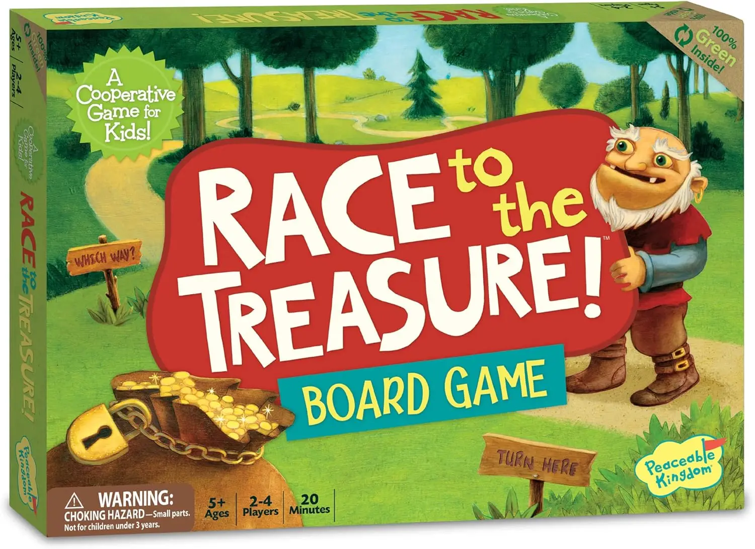 Peaceable Kingdom Race to the Treasure! Collaborative path building game, suitable for children aged 2 to 4 and over 5 years old