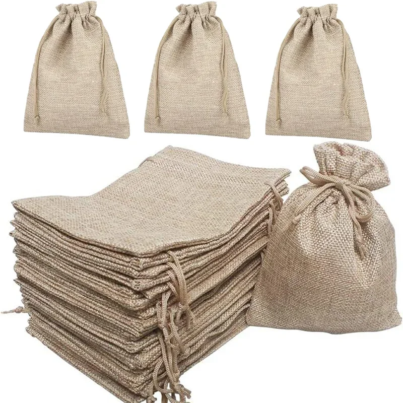 

5/10Pcs Burlap Gift Bags with Drawstring Jute Bags Linen Sacks Storage Bags Burlap Bag for Wedding Favors Party Jewelry Pouches