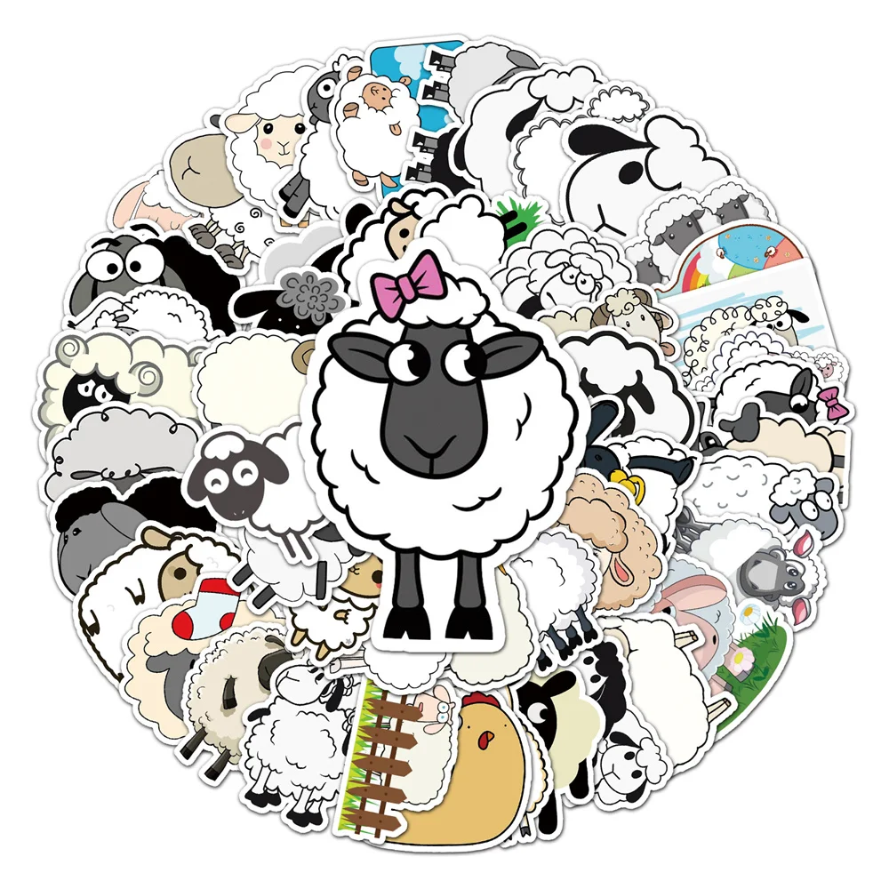 Cartoon Sheep Stickers for Journal Stationery, Kscraft Scrapbooking Supplies, Lamb Goat Sticker Craft, 50Pcs