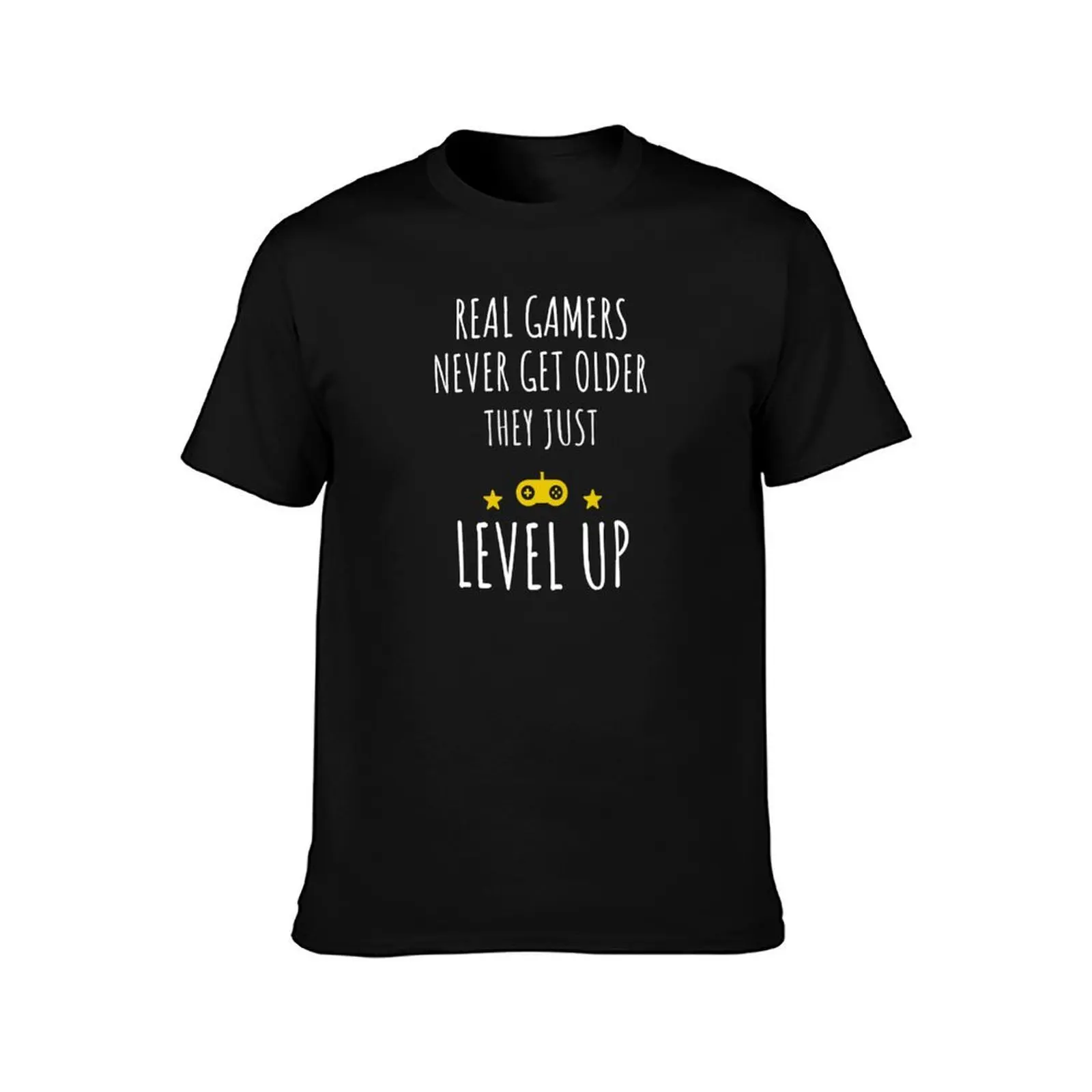 Real Gamers Just LEVEL UP-v1 T-Shirt Soft Basic Cotton Short Sleeve Tee