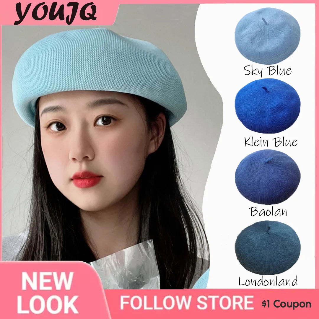 

Fashionable and Versatile Summer Beret for Women in Blue with Drawstring Closure