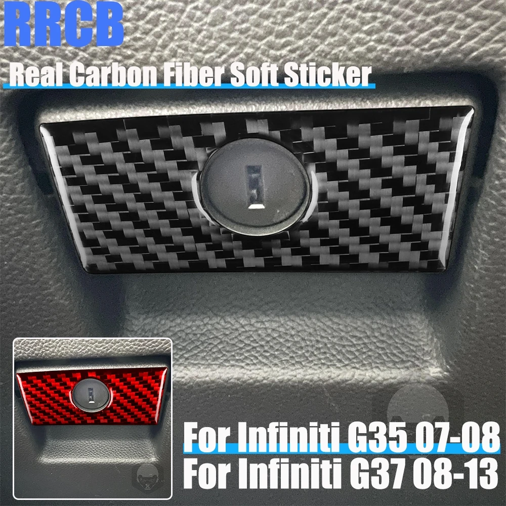 ألياف الكربون الحقيقية اكسسوارات السيارات قفاز تخزين غطاء مقبض ملصق لينة لإنفينيتي G35 07-08 G37 08-13 G25 11-12 Q60 14-15