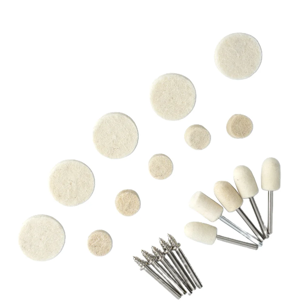 Wool Buffing Wheel Kit 129pcs for 3mm Shank Rotary Tool for Polishing Metal Wood with Felt Cones Cylinders and Connecting Rods