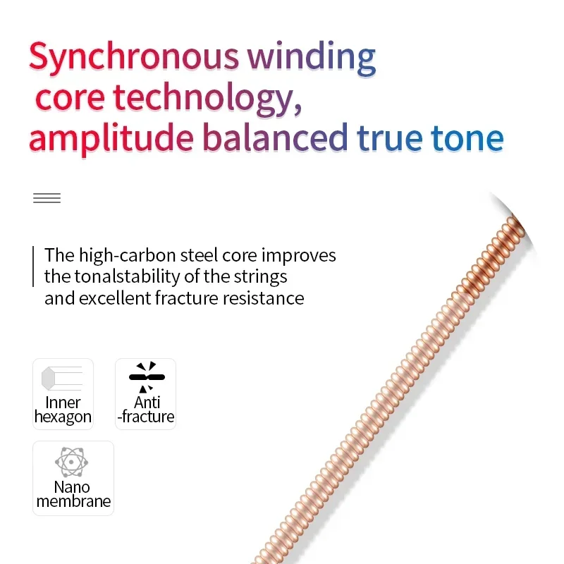 Orphee سلاسل الغيتار الصوتية النيكل مطلي عالية الكربون الصلب سداسية الأساسية أوتار الغيتار أجزاء الغيتار وملحقاتها #5