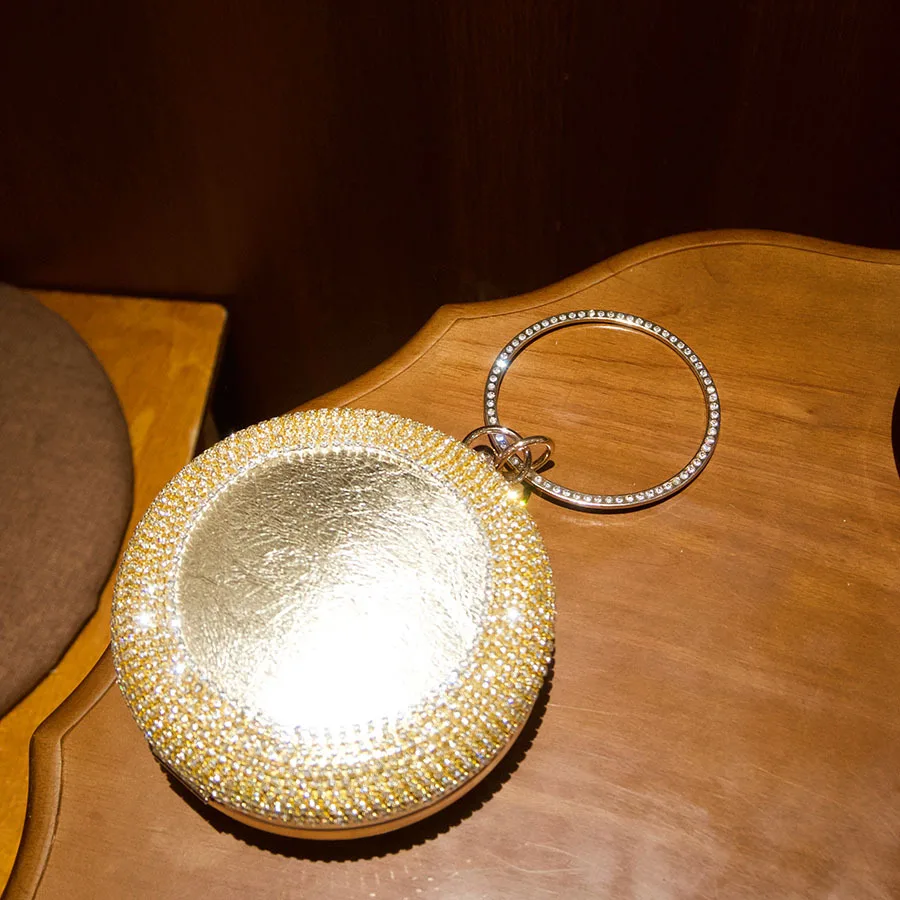 

Luxury Diamonds Evening Bag Fashion Rhinestone Round Women Bag NEW Crystal Shoulder Crossbody Bags for Women Wedding Clutch Chic