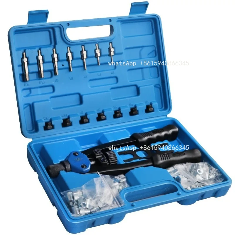 110-Piece  Rivet Nut Kit M3 M4 M5 M6 M8 M10 M12 Hand Manual Riveter Threaded Riveter Pliers Machine