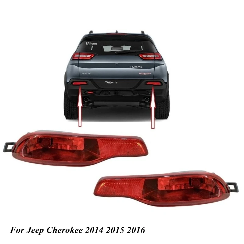 For Jeep Cherokee 2014 2015 2016 Red Reflective Rear Bumper Lights Assembly Fog Light 68102877ac 68102876ac