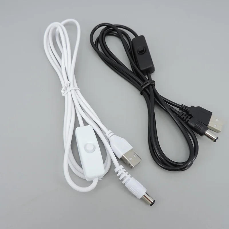 1.5m DC 5V USB Male to DC male 5.5x2.1mm Cable on/off button Switch wire Power supply Charging extension Cord