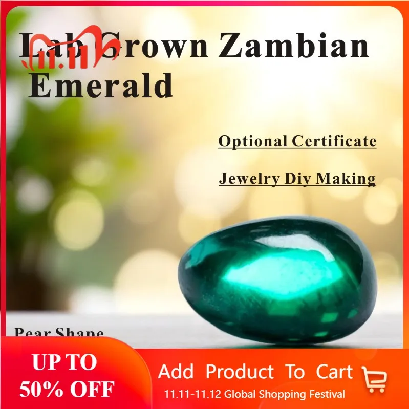 

Оптовая лабораторная армия, изумрудная грушевидная гидротермальная гладкая поверхность для резки трещин, включения, выбираемая AGL Certi