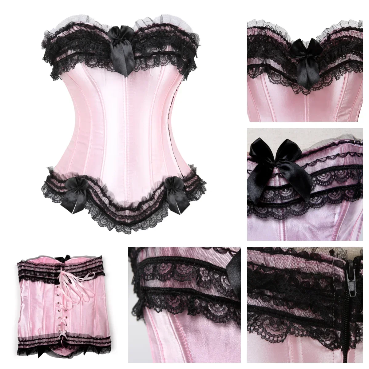 Womens Corset Top Renaissance Bustier Satin Corselet Lace Up Boned Corsets Plus Size Sexy Holiday Party Costumes Vintage Outfits