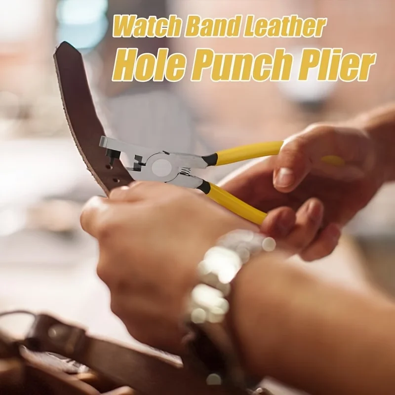 Professional Round Hole Punch Pliers, Leather Hole Punch Tool for Watch Straps, Thin Belts, Shoes, Fabrics & Dog Collars view 4