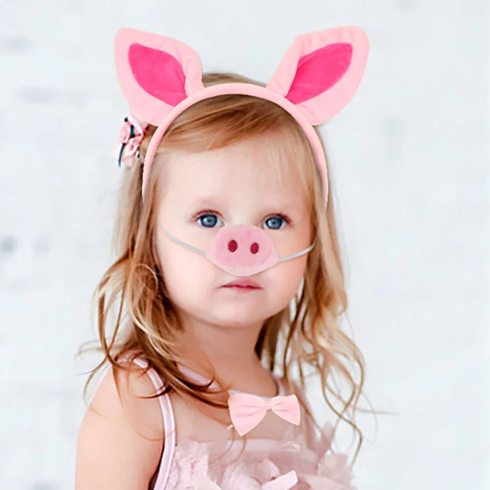 Ensemble de costumes de fête pour enfants, 1 ensemble, bandeau amusant en nez de cochon avec oreilles d'animaux, queue et nœud de cou pour la danse, tenue de célébration
